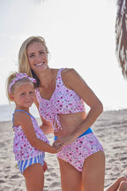 Beachside Footprints Ruffle Tankini Two-Piece Swimsuit