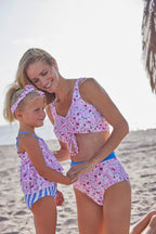 Beachside Footprints Ruffle Tankini Two-Piece Swimsuit