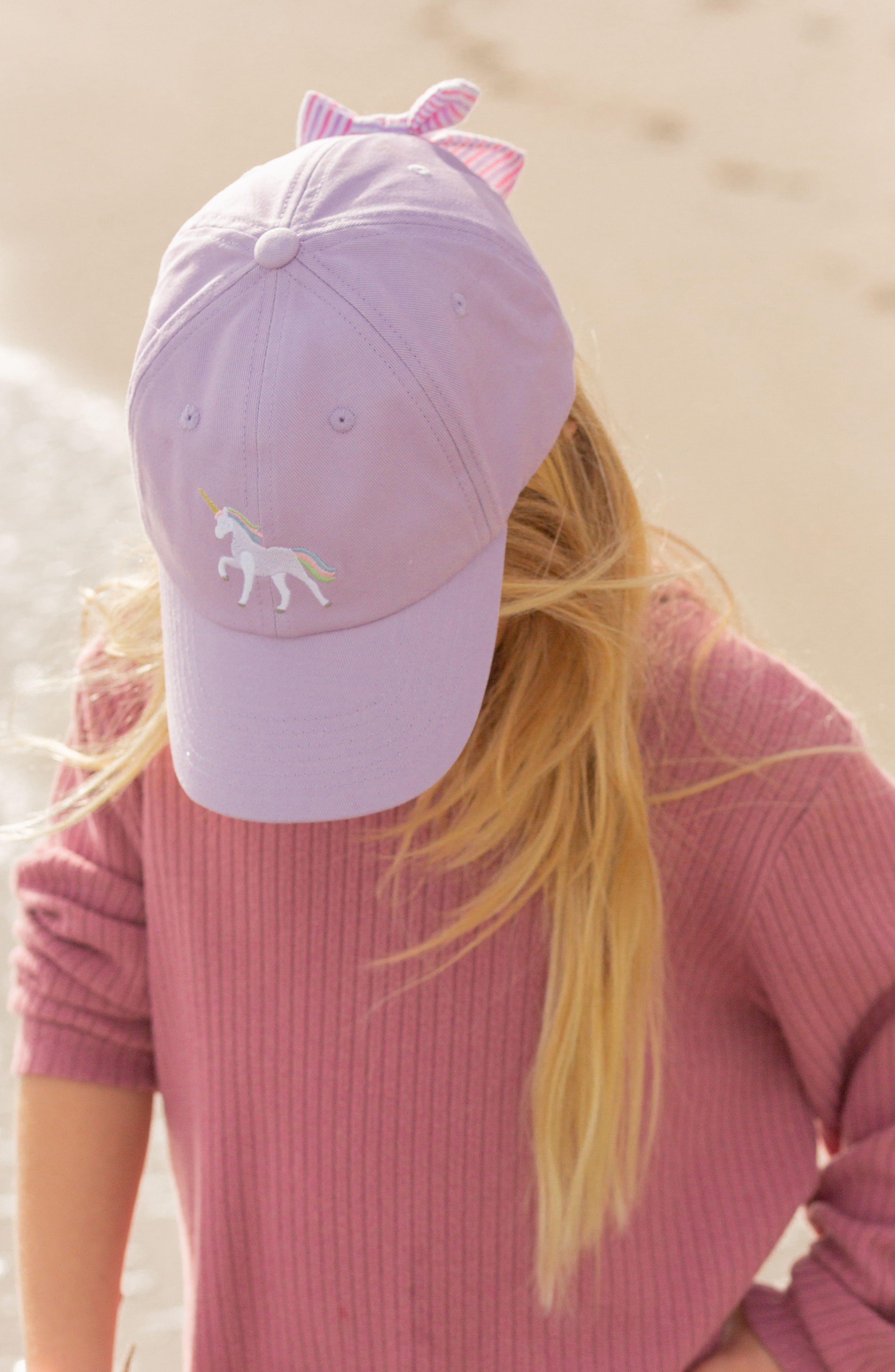 Rainbow Unicorn Bow Baseball Hat (Youth)
