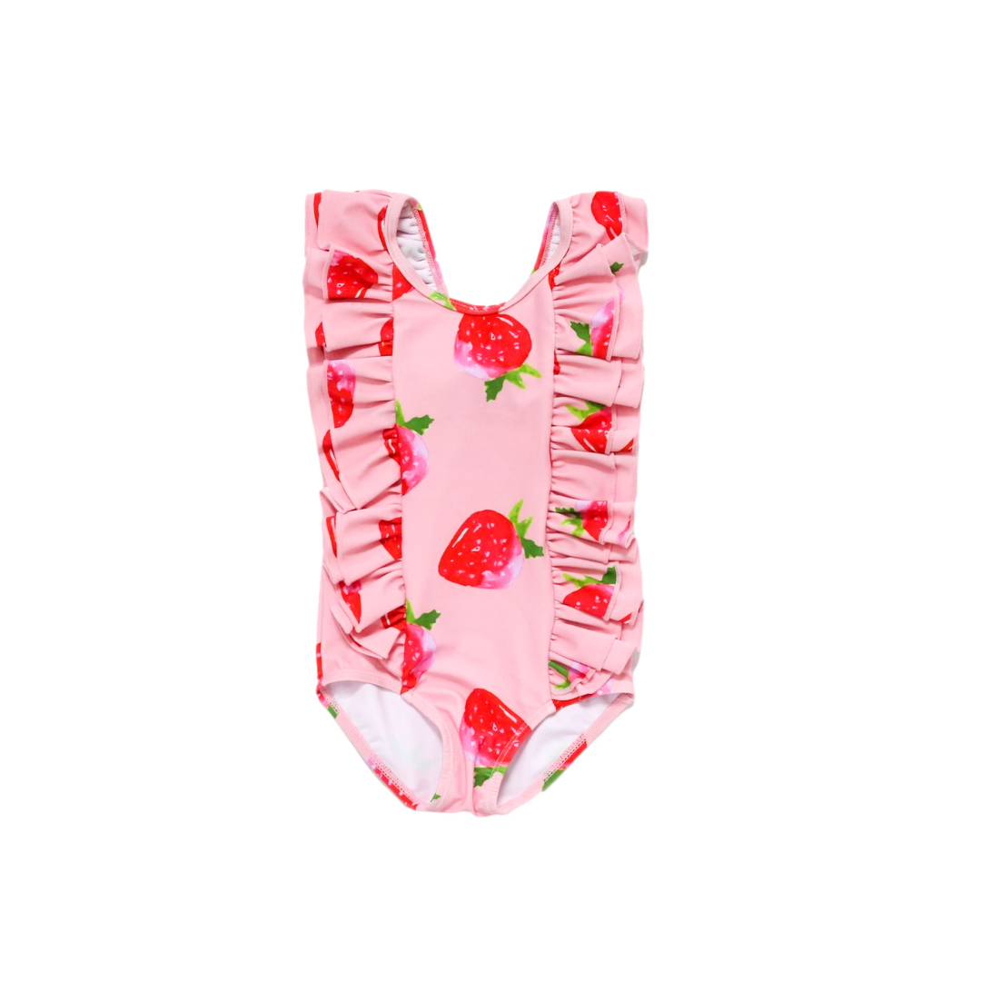Berry Seascape Ruffle One-Piece Swimsuit