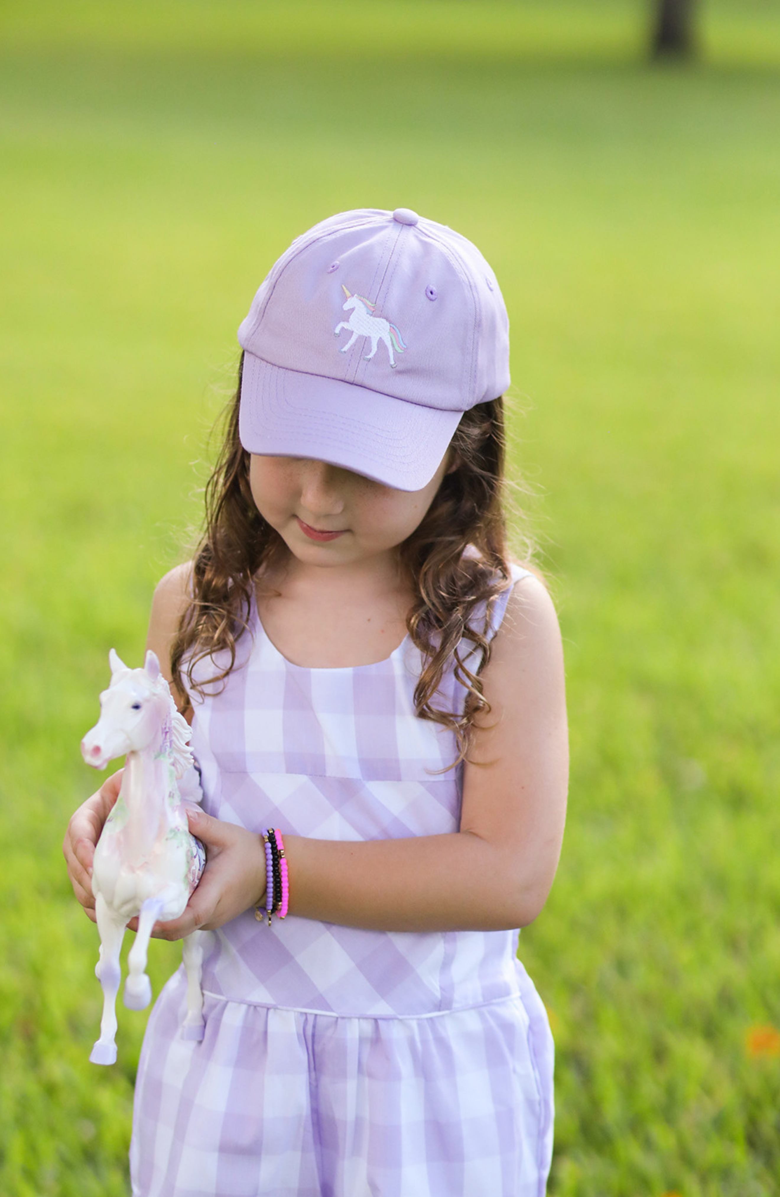 Rainbow Unicorn Bow Baseball Hat (Youth)