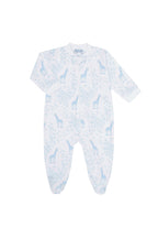 Blue Giraffe Print Zipper Footie