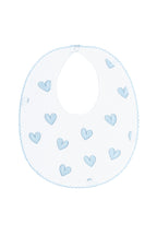 Blue Heart Print Pima Cotton Baby Bib
