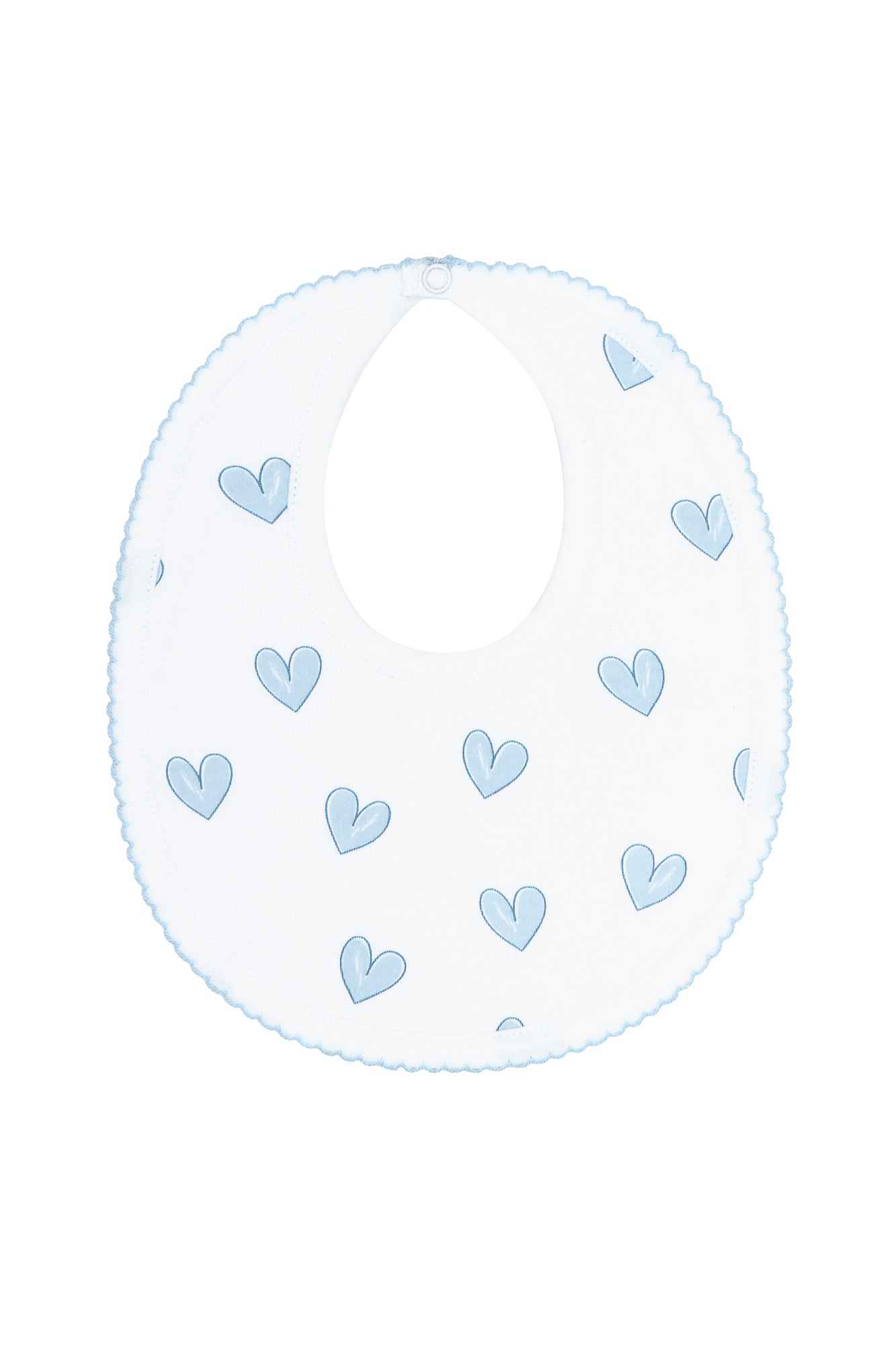 Blue Heart Print Pima Cotton Baby Bib