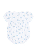 Blue Heart Print Smocked Bubble