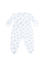 Blue Heart Print Smocked Footie