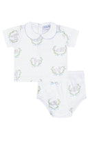 Blue Lamb Print Baby Diaper Cover Set