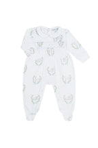 Baby Blue Lamb Print Smocked Footie