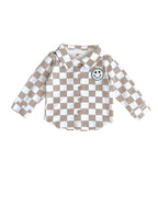 Cotton Shacket | Smiley Checkered Latte