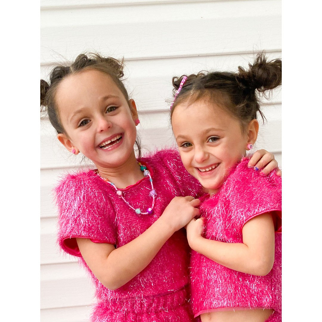 Girls Pink Sparkle Tinsel Set