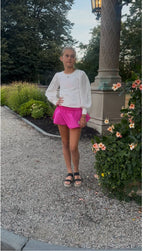 AA Fuchsia Gathered Double-layer Mini Skort