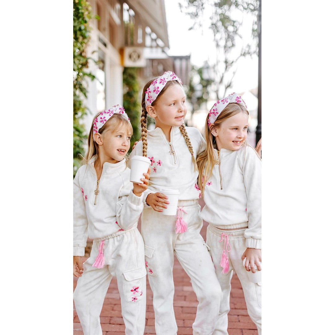 Girls Marble Dye Flower Jogger Set