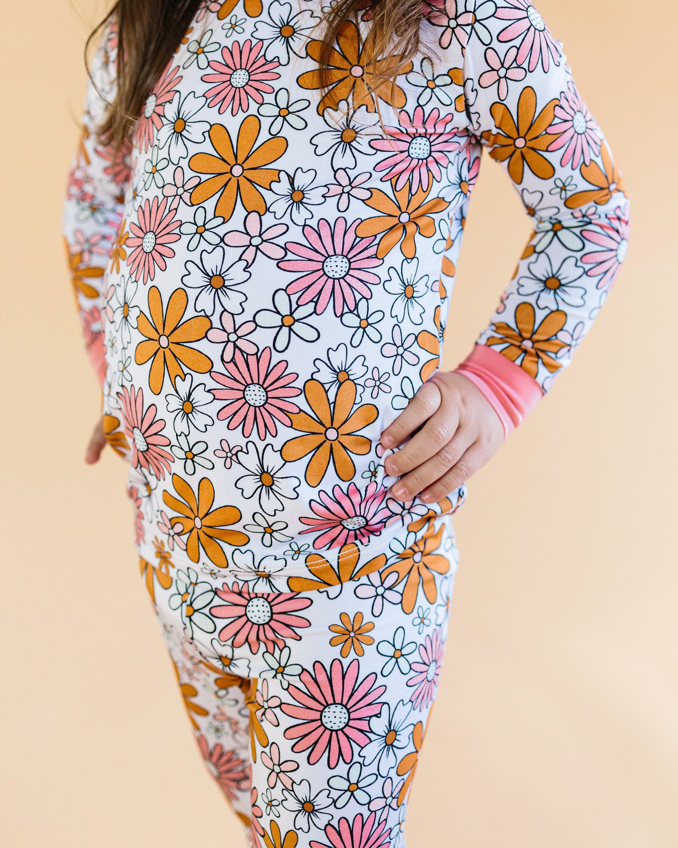 Girls Bamboo Two Piece Pajama Set | Retro Garden