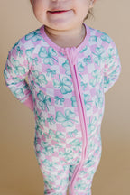 Baby Girl Shamrock & Bows Bamboo Zip Pajama Romper