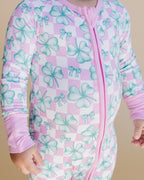Baby Girl Shamrock & Bows Bamboo Zip Pajama Romper