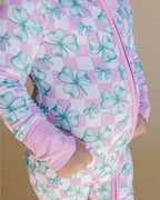 Baby Girl Shamrock & Bows Bamboo Zip Pajama Romper