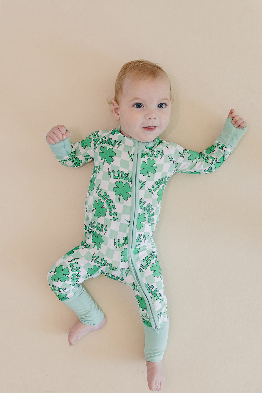 Baby Bamboo Zip Pajama Romper | Lucky Shamrock