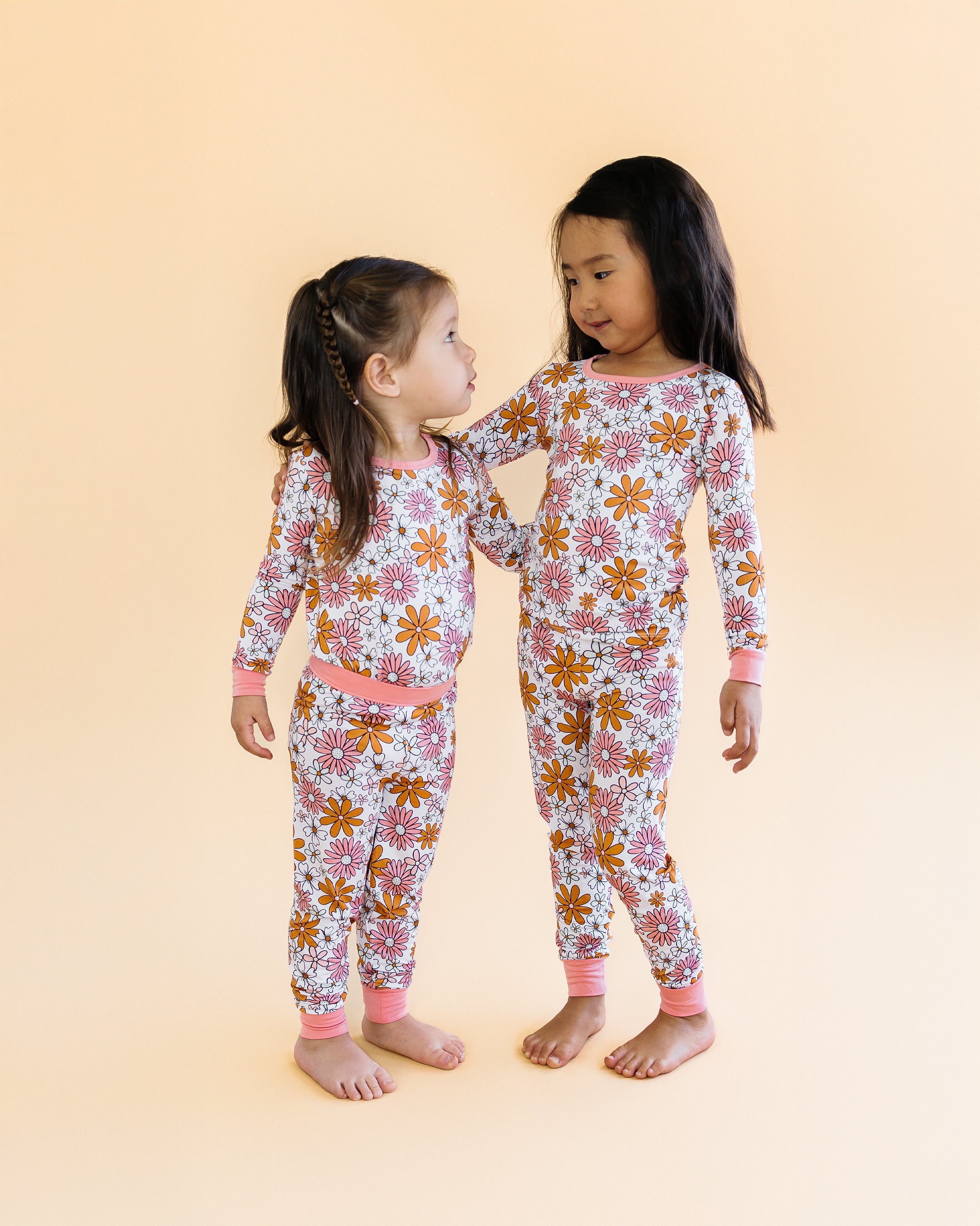 Girls Bamboo Two Piece Pajama Set | Retro Garden