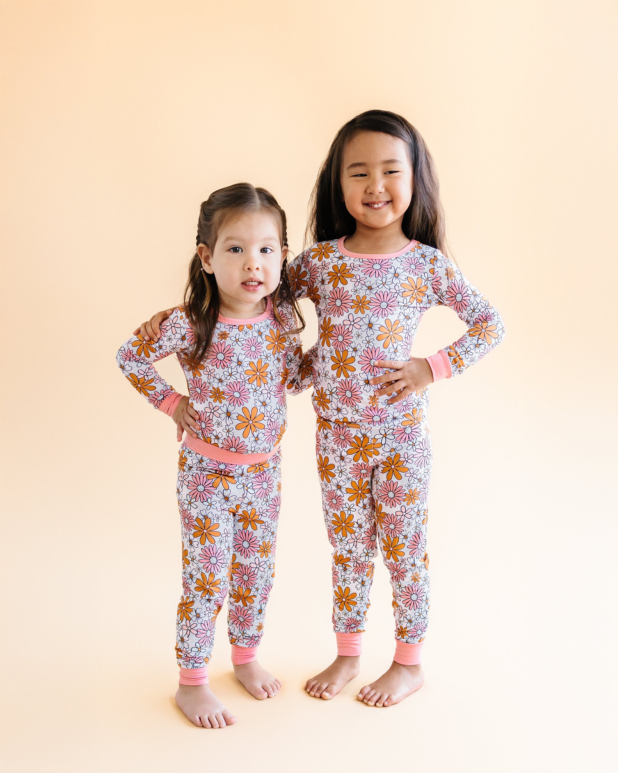 Girls Bamboo Two Piece Pajama Set | Retro Garden