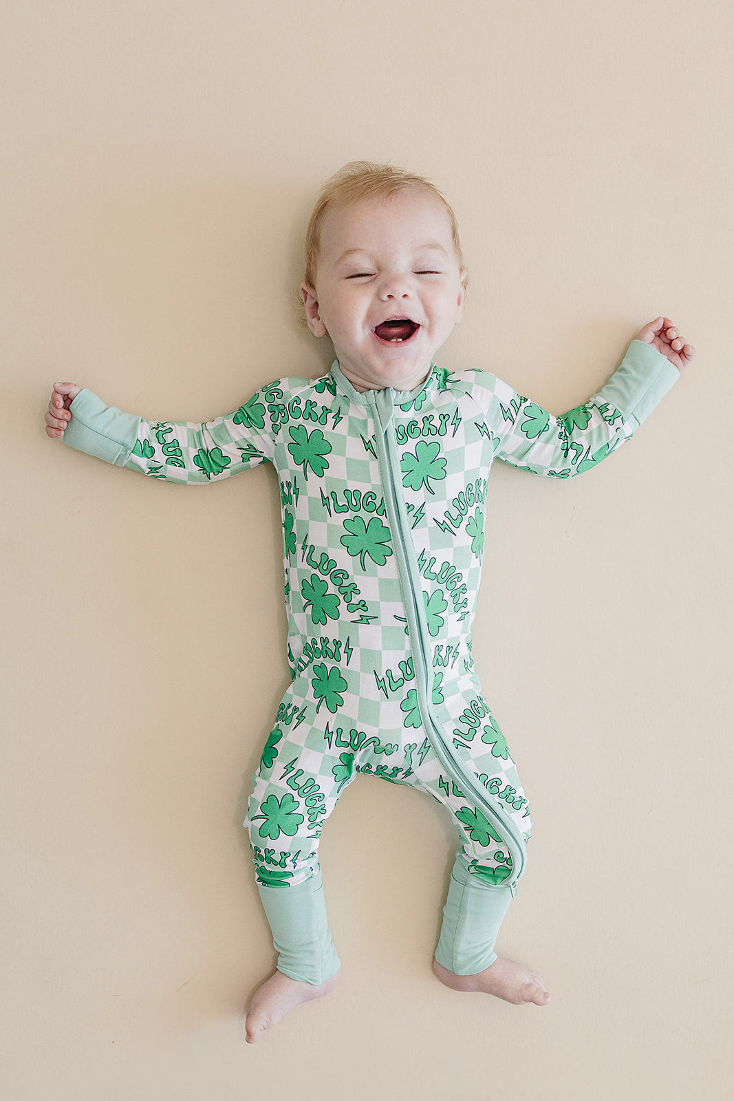 Baby Bamboo Zip Pajama Romper | Lucky Shamrock
