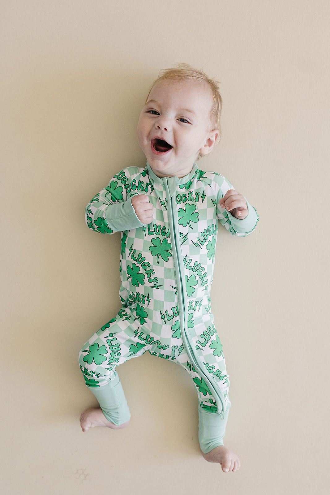 Baby Bamboo Zip Pajama Romper | Lucky Shamrock