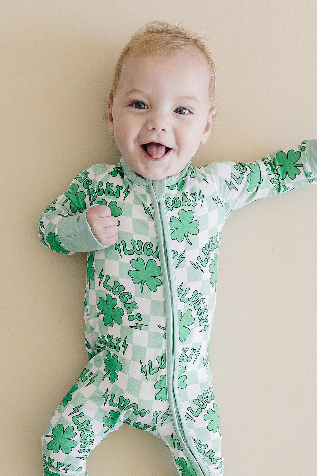 Baby Bamboo Zip Pajama Romper | Lucky Shamrock