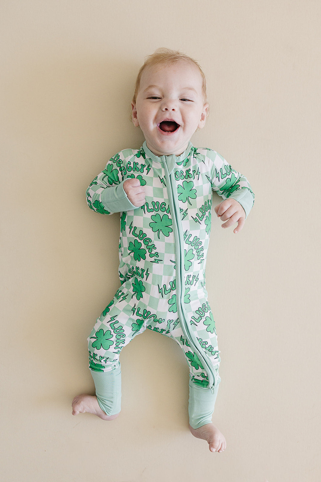 Baby Bamboo Zip Pajama Romper | Lucky Shamrock