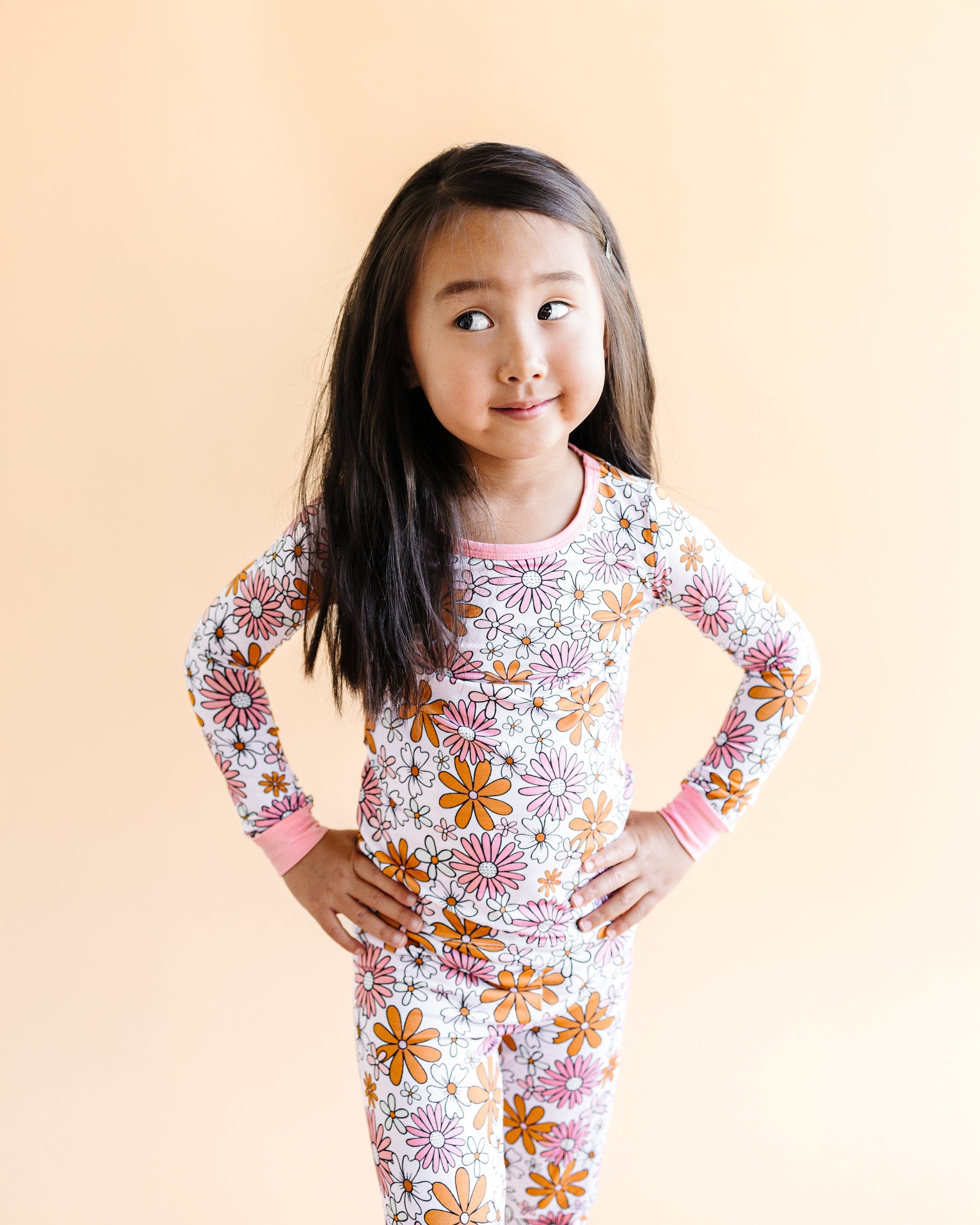 Girls Bamboo Two Piece Pajama Set | Retro Garden