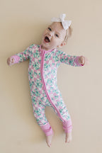 Baby Girl Shamrock & Bows Bamboo Zip Pajama Romper