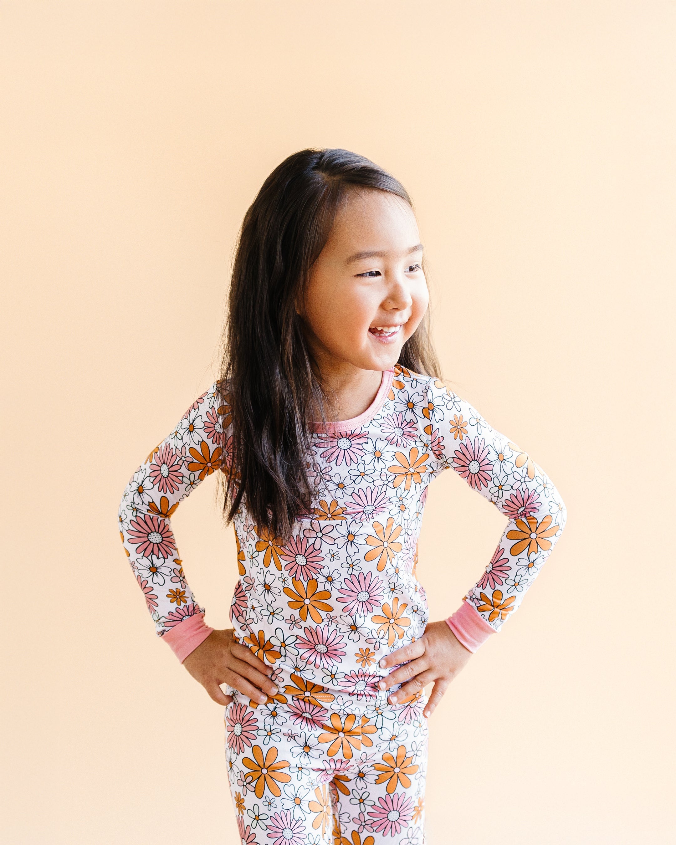 Girls Bamboo Two Piece Pajama Set | Retro Garden