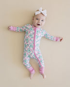 Baby Girl Shamrock & Bows Bamboo Zip Pajama Romper