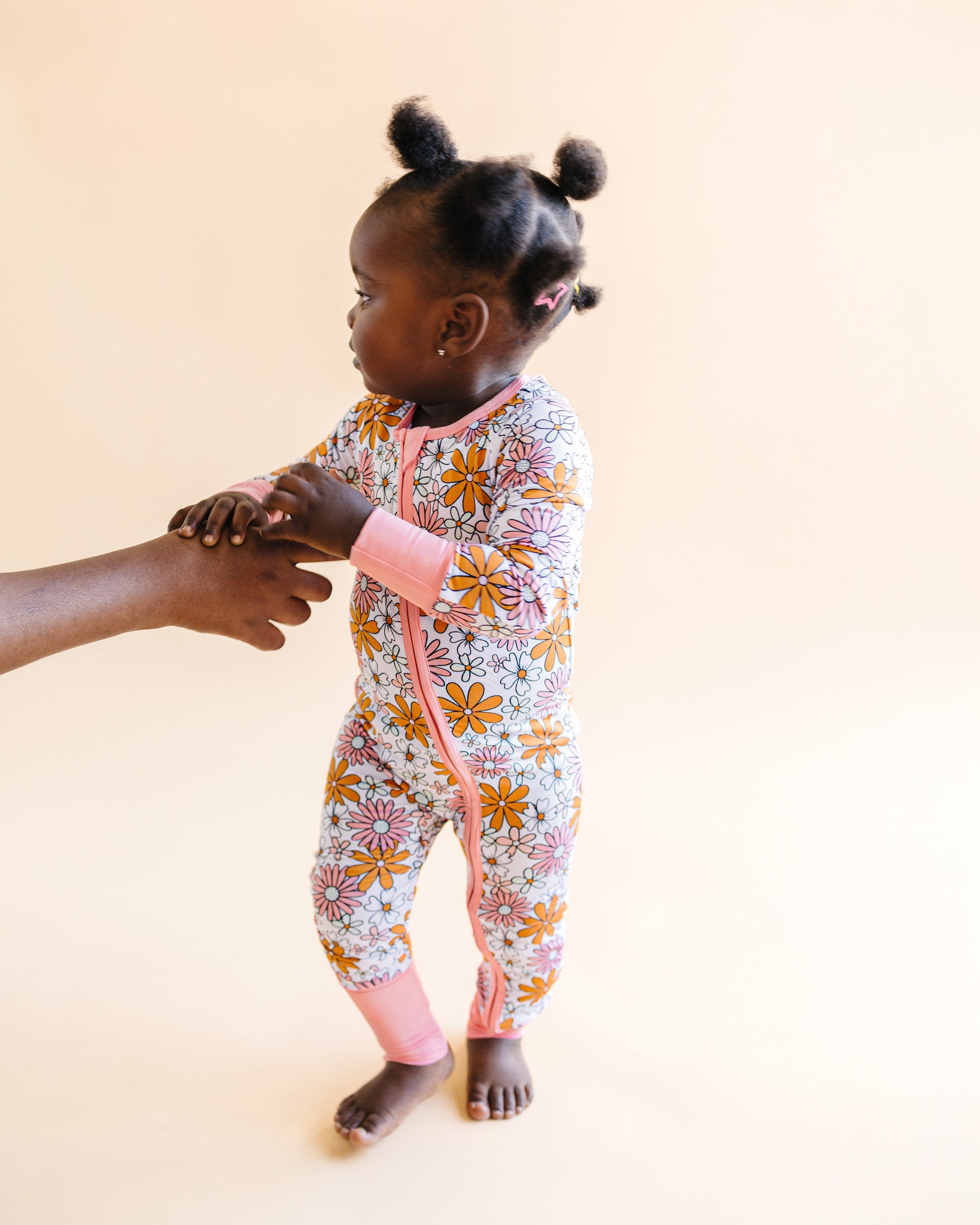 Baby Girl Bamboo Pajama Zip Romper | Retro Garden