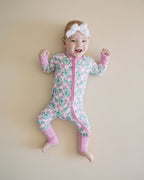 Baby Girl Shamrock & Bows Bamboo Zip Pajama Romper