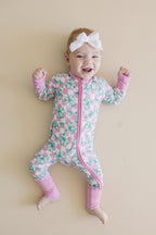Baby Girl Shamrock & Bows Bamboo Zip Pajama Romper