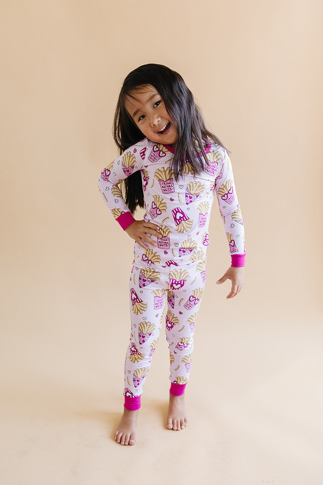 Girls Bamboo Two Piece Pajama Set | Fries Before Guys