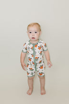 Baby Boy Smiley Cowboy Bamboo Shorty Romper
