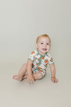 Baby Boy Smiley Cowboy Bamboo Shorty Romper