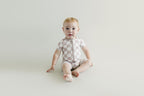 Latte Checkered Bamboo Shorty Baby Romper