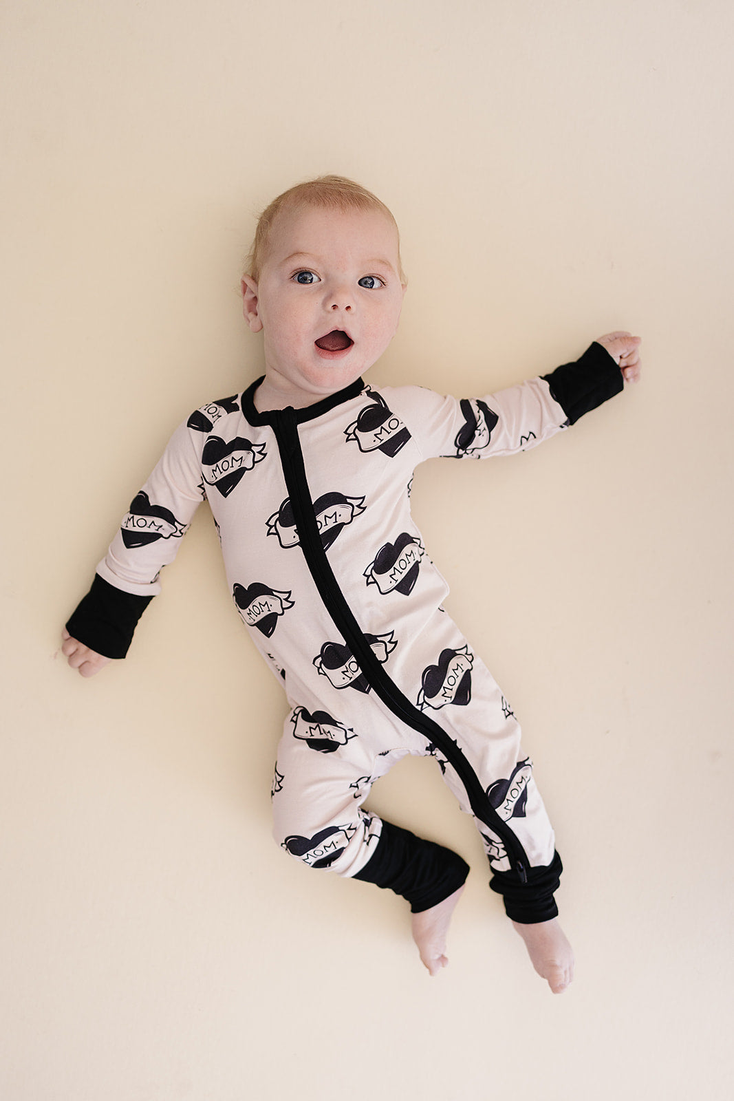 Baby Boy Love Mom Bamboo Zip Pajama Romper
