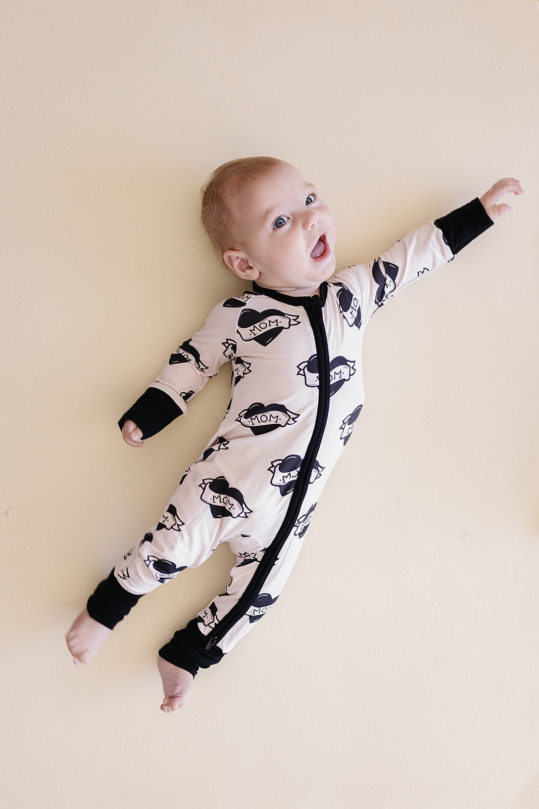 Baby Boy Love Mom Bamboo Zip Pajama Romper