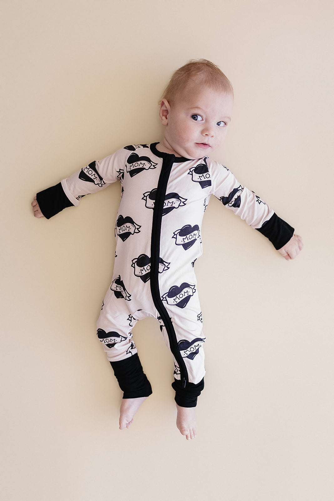 Baby Boy Love Mom Bamboo Zip Pajama Romper
