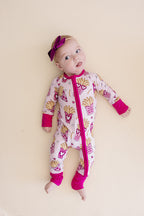 Baby Girl Bamboo Pajama Zip Romper