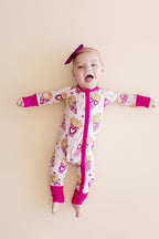 Baby Girl Bamboo Pajama Zip Romper