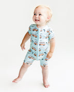 Baby Boy Retro Beach Bamboo Shorty Romper