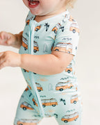 Baby Boy Retro Beach Bamboo Shorty Romper