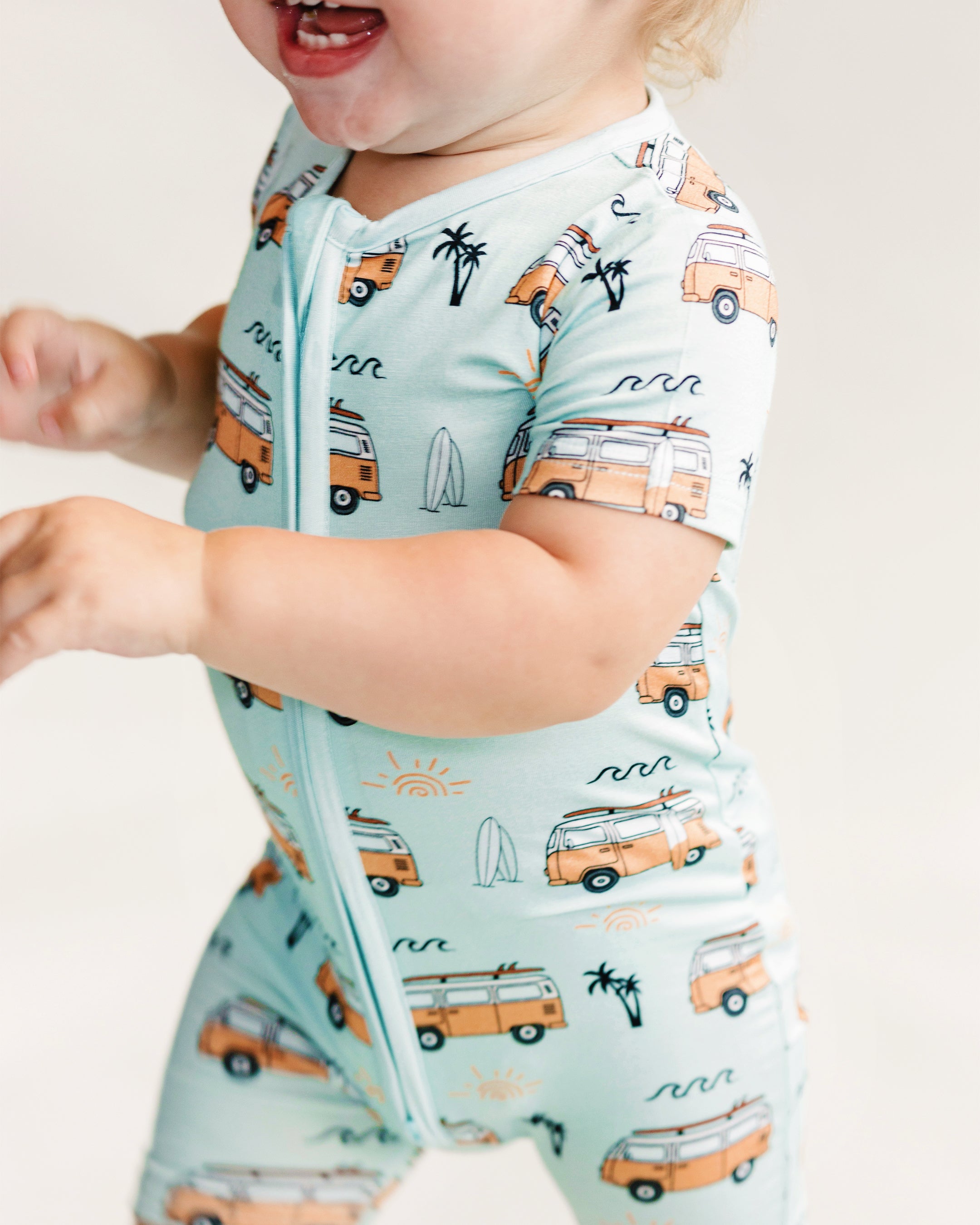 Baby Boy Retro Beach Bamboo Shorty Romper