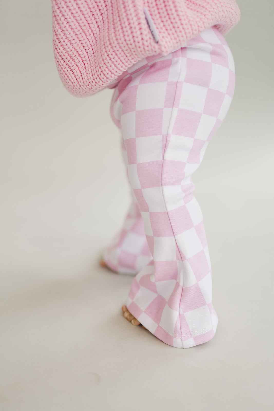 Checkered Flare Pants | Pink