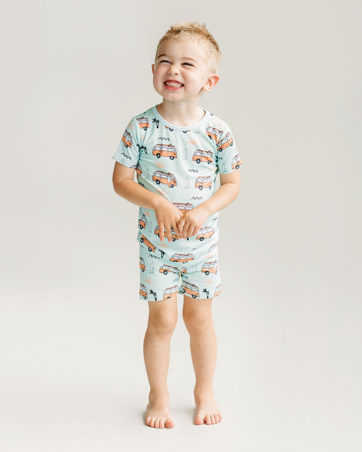 Retro Beach Bamboo Shorts Pajama Set