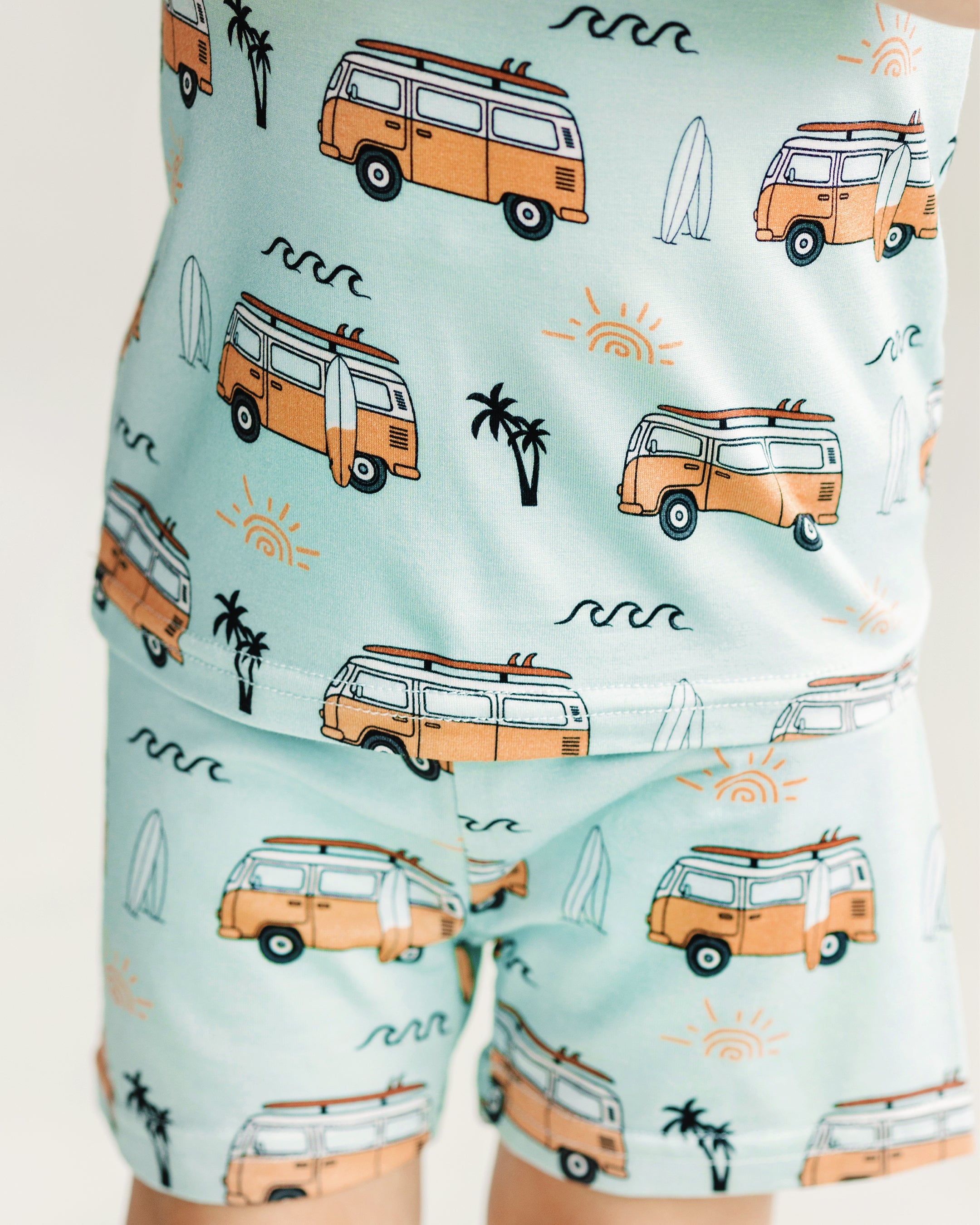 Boys Retro Beach Bamboo Shorts Pajama Set