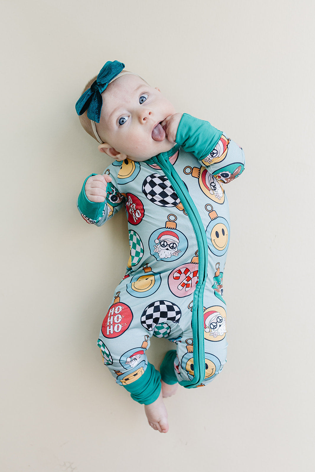 Baby Bamboo Zip Pajama Romper | Christmas Ornaments